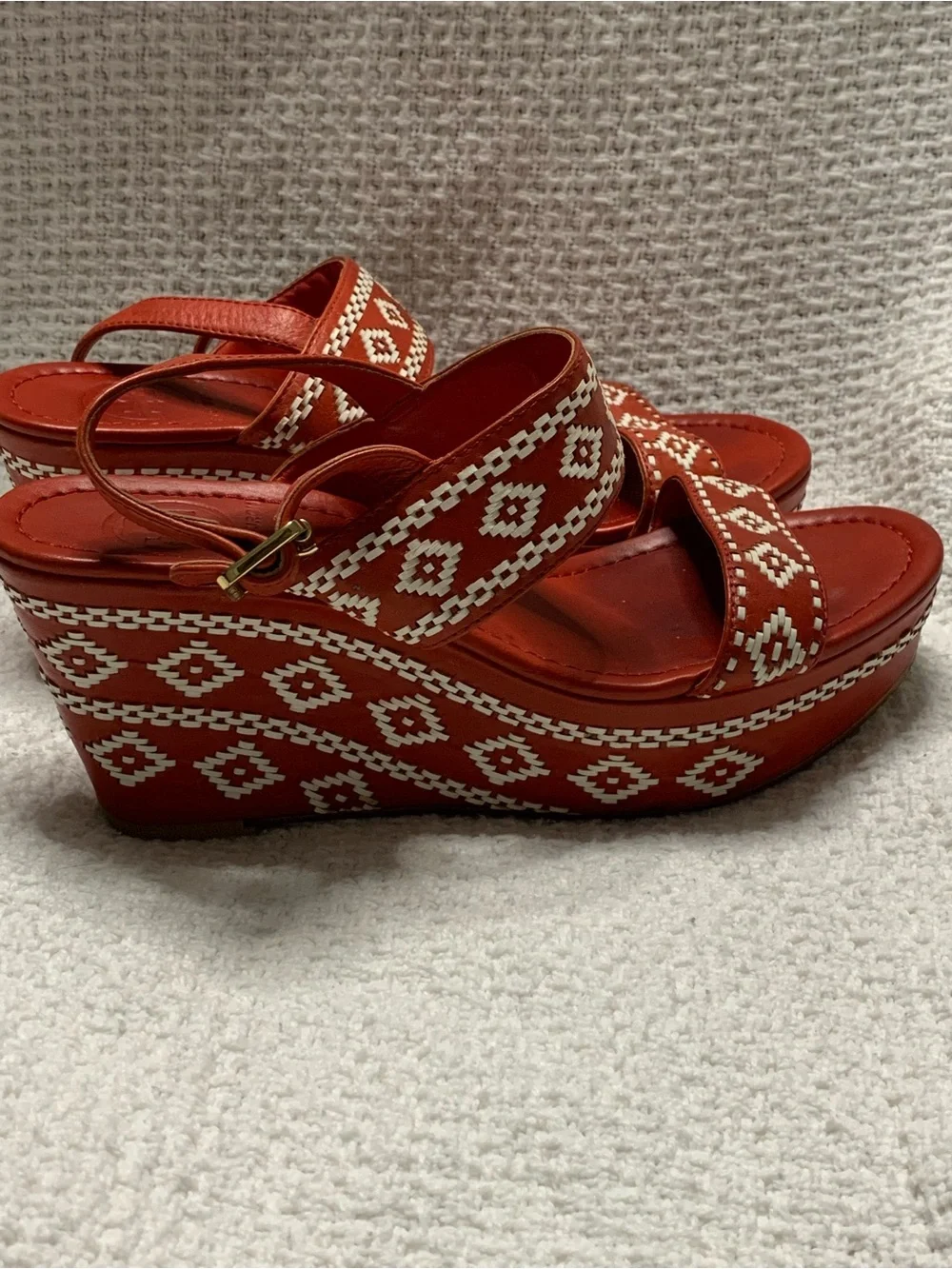 Tory Burch Reena Leather Platform Wedge Sandals